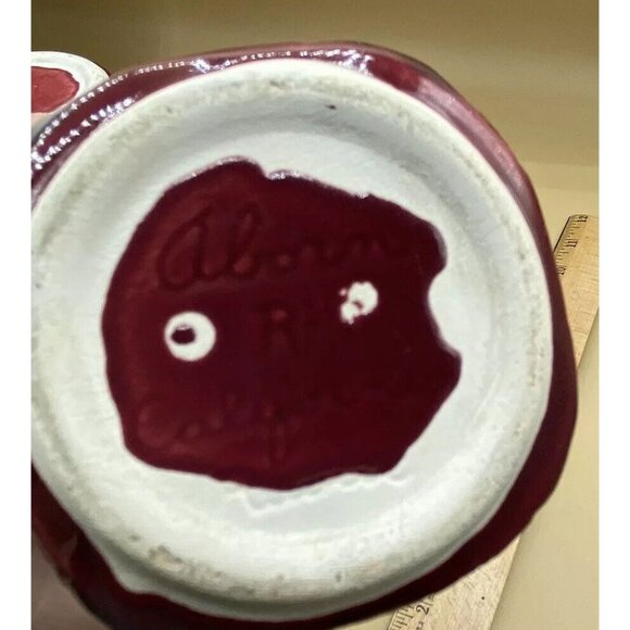 Mid Century Aborn California Pottery 5.5” Red Tree Bark Vase R-1 LOT 2 Matching - Picture 9 of 12